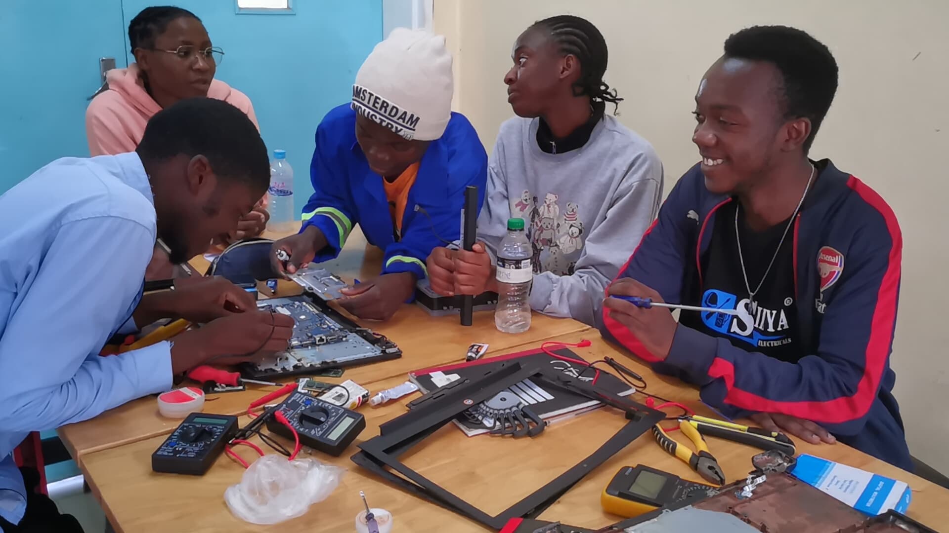 Electronics and laptop parts on display